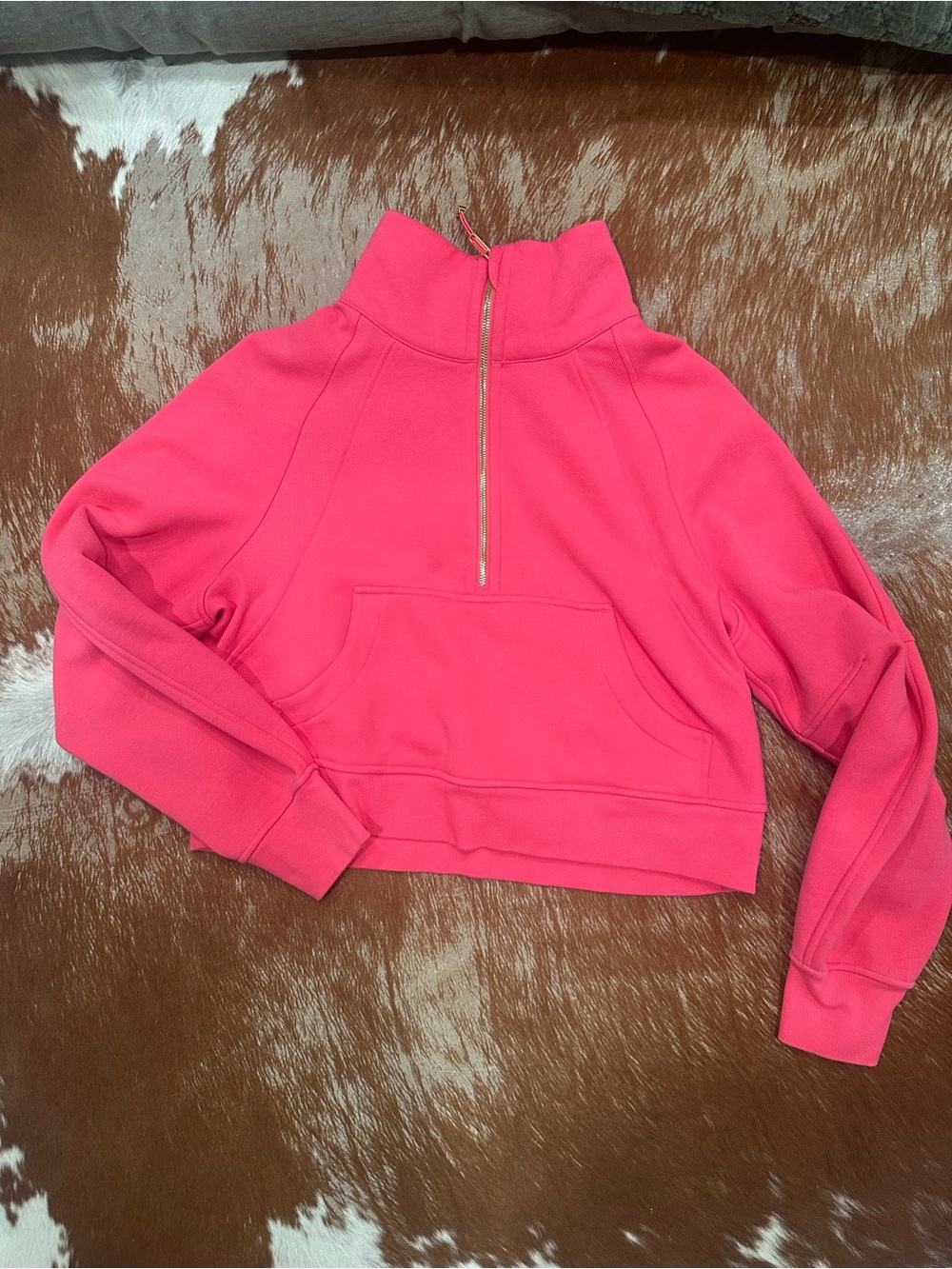 lululemon athletica Bright Pink Quarter-Zip Cuffed Pullover